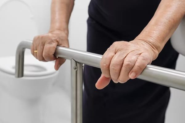 Adaptar el baño para una persona mayor con barras de apoyo